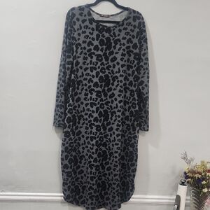 Chic Long Sleeve Leopard Print Dress